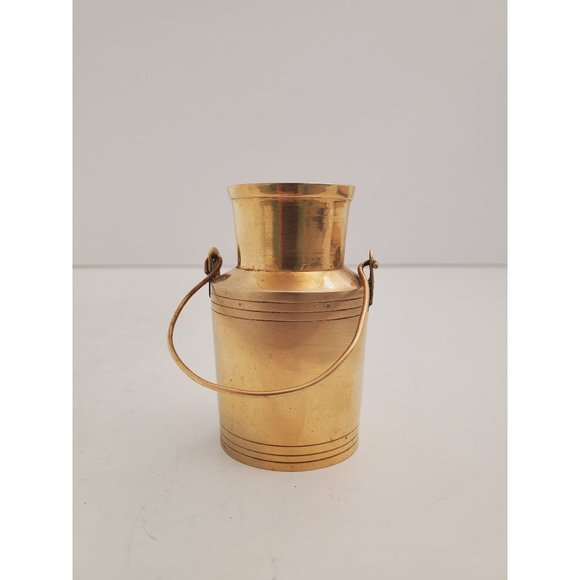 Milk pot / dairy cans / container || Vintage solid brass || small figurine / - Picture 1 of 10